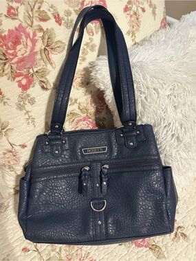 Rosetti Dark Blue Faux-Leather Shoulder Bag